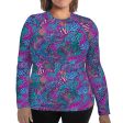 Plus Size Eco-Friendly Coral Kaleidoscope Rash Guard Online Sale