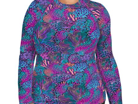 Plus Size Eco-Friendly Coral Kaleidoscope Rash Guard Online Sale