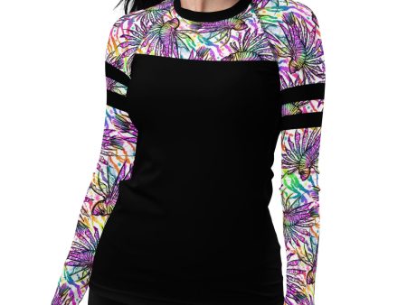 Eco-Friendly White Lionfish Roars Contour Rash Guard Sale