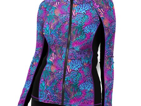 Eco-friendly Full Zip Up Coral Kaleidoscope Rash Guard Supply