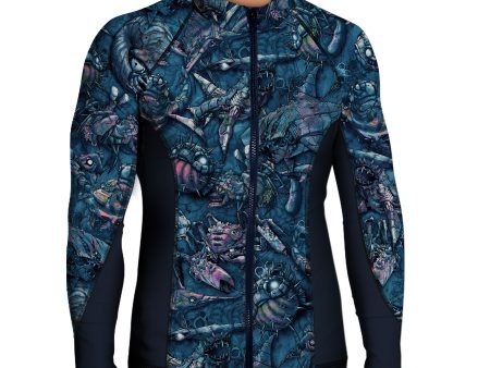 MENS Eco-friendly Full Zip Clockwork Ocean Rash Guard Online Hot Sale