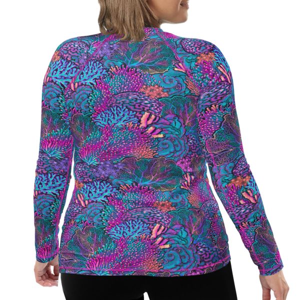 Plus Size Eco-Friendly Coral Kaleidoscope Rash Guard Online Sale