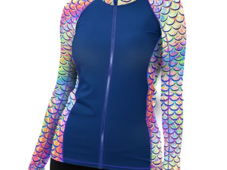 Eco-friendly Full Zip Up Psychedelic Mermaid Rash Guard Discount