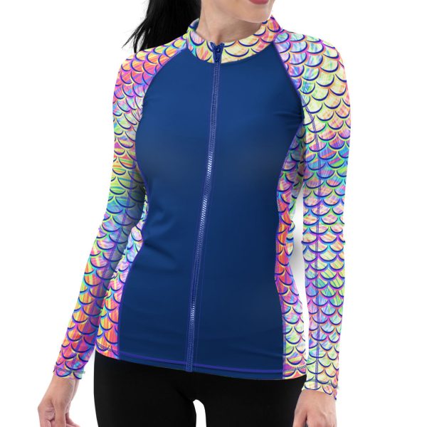 Eco-friendly Full Zip Up Psychedelic Mermaid Rash Guard Discount