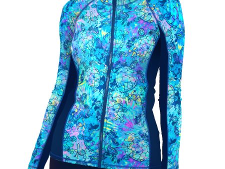 Eco-friendly Full Zip Up Turtle Tie Dye Rash Guard For Sale