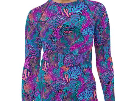 Eco-Friendly Coral Kaleidoscope Contour Rash Guard Online now