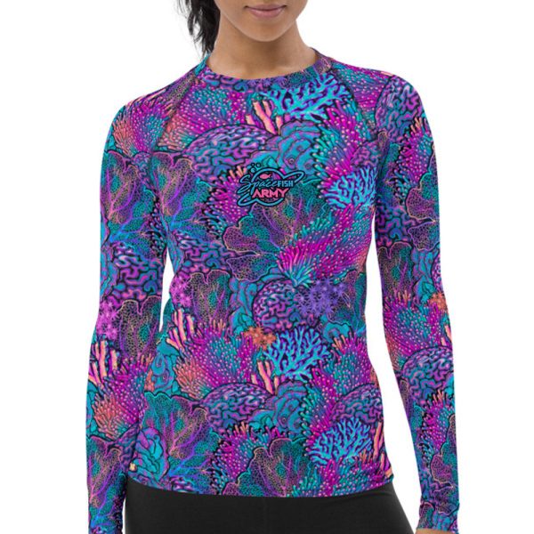 Eco-Friendly Coral Kaleidoscope Contour Rash Guard Online now