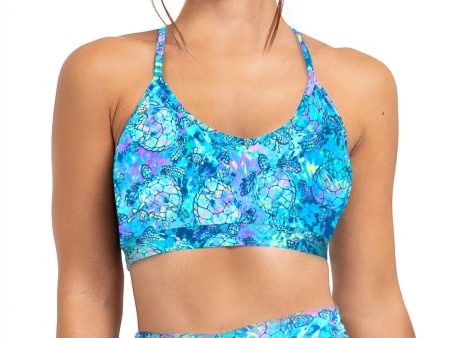 Eco-friendly Turtle Tie Dye Bikini Sports Bra Hybrid on Sale