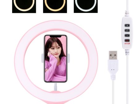 PULUZ 10.2 inch 26cm USB 3 Modes Dimmable LED Ring Vlogging Selfie Beauty Photography Video Lights with Tripod Ball Head & Phone Clamp(Pink) Online Sale