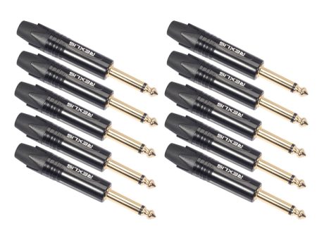 10 PCS TC202 6.35mm Gold-plated Mono Sound Welding Audio Adapter Plug(Black) Online Sale