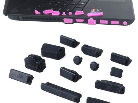 13 in 1 Universal Silicone Anti-Dust Plugs for Laptop(Black) For Cheap