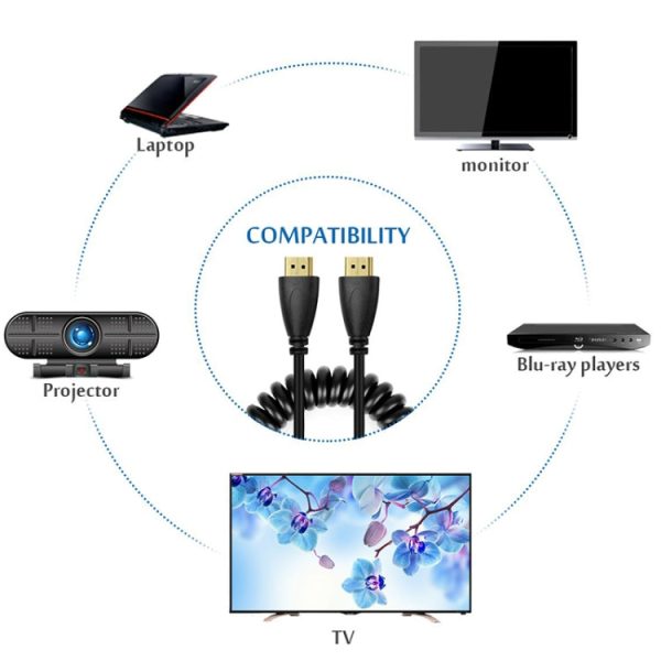 1.4 Version, Gold Plated 19 Pin HDMI Male to HDMI Male Coiled Cable, Support 3D   Ethernet, Length: 60cm (can be extended up to 2m) For Discount