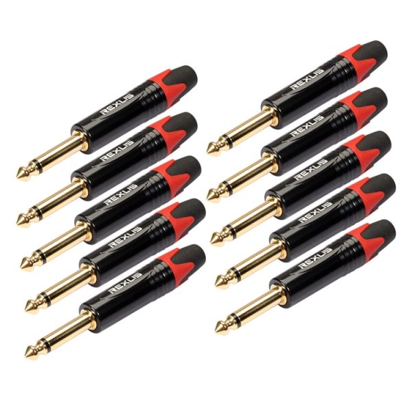 10 PCS TC202 6.35mm Gold-plated Mono Sound Welding Audio Adapter Plug(Red) Sale