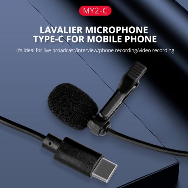 YELANGU MY2-C Type-C Interface Live Broadcast Interview Mobile Phone Single Clip Lavalier Microphone, Length: 1.5m Online