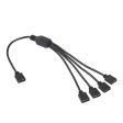 3 Pin 5V 1 to 4 Motherboard AURA RGB PC Cooling Extension Cable for Asus (Black) Supply