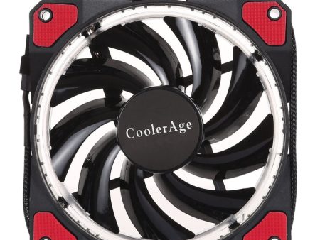 Color LED 12cm 3pin Computer Components Chassis Fan Computer Host Cooling Fan Silent Fan Cooling, with Power Connection Cable & Red Light(Red) Cheap