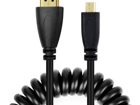 1.4 Version, Gold Plated Micro HDMI Male to HDMI Male Coiled Cable, Support 3D   Ethernet, Length: 60cm (can be extended up to 2m) For Discount