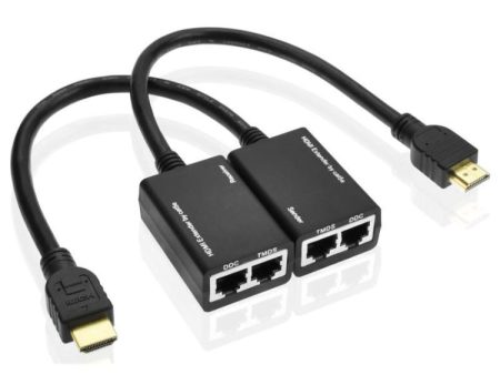 HDMI Extender by Cat5e   6 LAN Cable 30M   1080P(Black) Online Sale