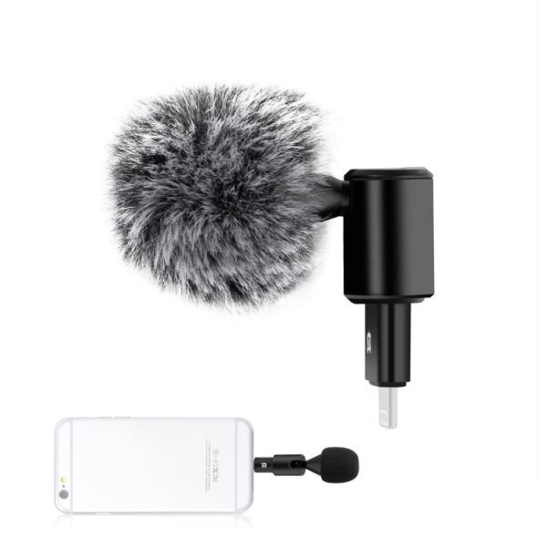 PULUZ 8PIN Jack Mobile Phone Omnidirectional Condenser Adjustable Microphone(Black) For Discount