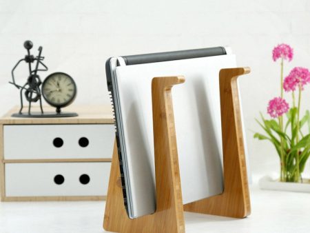 Small Bamboo Wood Computer Cooling Bracket Beech Wood Tablet Desktop Storage Rack Online now