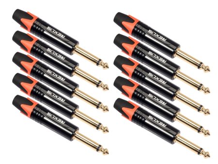 10 PCS TC202 6.35mm Gold-plated Mono Sound Welding Audio Adapter Plug(Orange) Sale