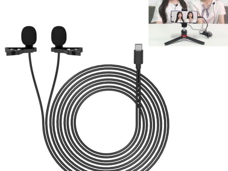 YELANGU MY3 Type-C Interface Live Broadcast Interview Mobile Phone Double Clip Lavalier Microphone, Length: 2.5m Discount