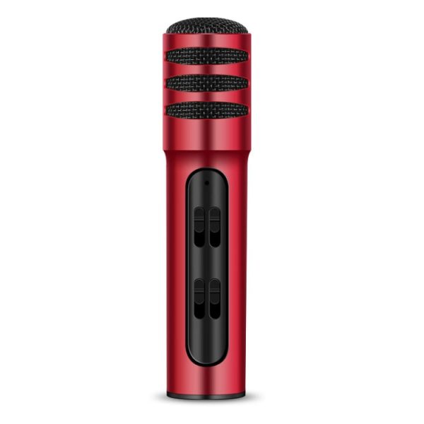 BGN-C7 Condenser Microphone Dual Mobile Phone Karaoke Live Singing Microphone Built-in Sound Card(Red) For Cheap