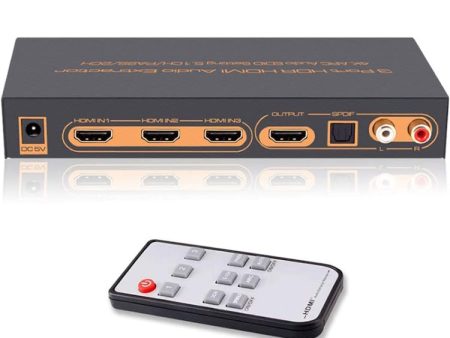 3 Ports HDMI MHL Audio Extractor with IR Remote Control, 4K ARC Audio EDID Setting 5.1ch   PASS   2ch Online Hot Sale