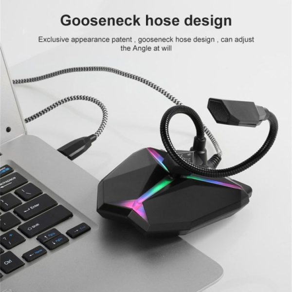 Yanmai G35 Adjustable Angle Omnidirectional Capacitive Gaming Microphone with RGB Colorful Lighting & Pluggable USB Cable, Cable Length: 1.35m Supply