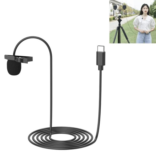 YELANGU MY2-C Type-C Interface Live Broadcast Interview Mobile Phone Single Clip Lavalier Microphone, Length: 1.5m Online