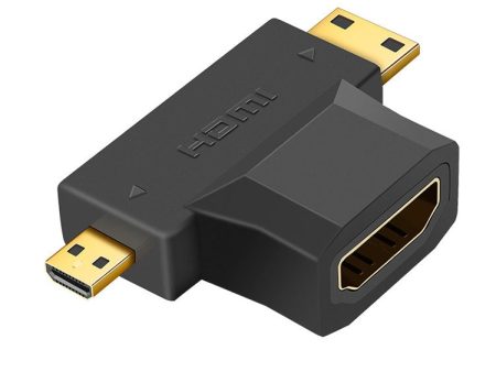 3 in 1 HDMI Female to Mini HDMI Male + Micro HDMI Male Adapter(Black) Online now