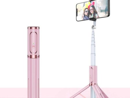 Bluetooth Selfie Stick with Tripod Multi-function Gimbal Mobile Phone Fill Light Live Support(Girl Powder) Online now