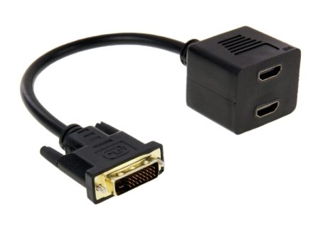 29.5cm DVI 24+1 Pin Male to 2 x HDMI Female Splitter Cable(Black) Discount