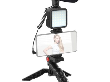 KIT-01LM 3 in 1 Video Shooting LED Light Portable Tripod Live Microphone, Specification:Battery Models Online now