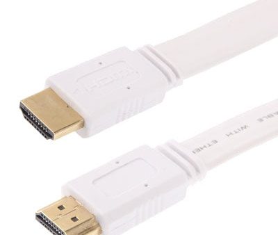 1.4 Version，Gold Plated HDMI to HDMI 19Pin Flat Cable, Support Ethernet, 3D, 1080P, HD TV   Video   Audio etc, Length: 0.5m  (White) For Cheap