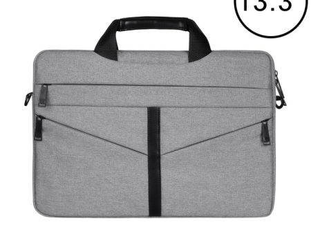 13.3 inch Breathable Wear-resistant Fashion Business Shoulder Handheld Zipper Laptop Bag with Shoulder Strap (Light Grey) Online