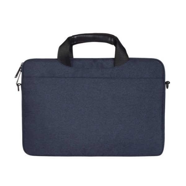 14.1 inch Breathable Wear-resistant Fashion Business Shoulder Handheld Zipper Laptop Bag with Shoulder Strap (Navy Blue) For Sale