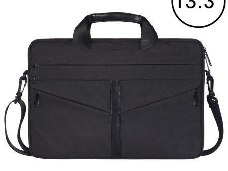 13.3 inch Breathable Wear-resistant Fashion Business Shoulder Handheld Zipper Laptop Bag with Shoulder Strap (Black) Online Hot Sale