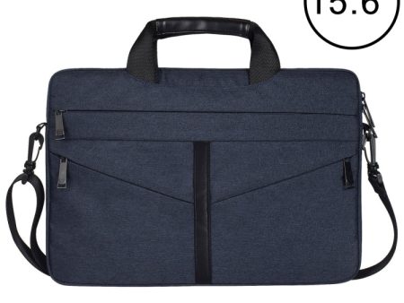 15.6 inch Breathable Wear-resistant Fashion Business Shoulder Handheld Zipper Laptop Bag with Shoulder Strap (Navy Blue) Fashion